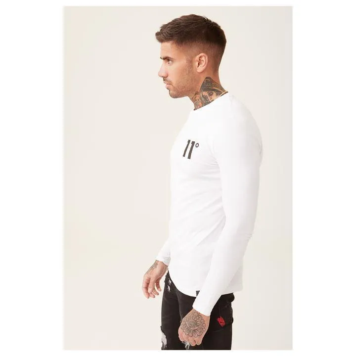 11 Degrees  |Crew Neck Long Sleeves Cotton Long Sleeve T-shirt Logo