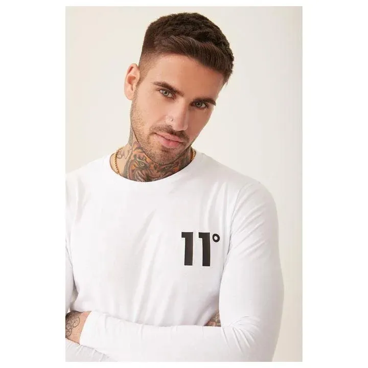 11 Degrees  |Crew Neck Long Sleeves Cotton Long Sleeve T-shirt Logo