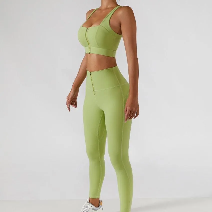 2PC Yoga Set for Women - Workout Sport Gym Wear Yoga Suit with High Waist Leggings