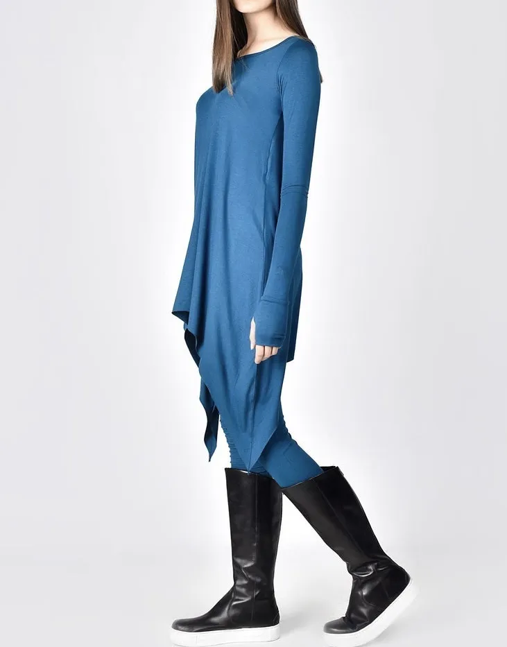 Aakasha  |Long Sleeves Plain Medium Long Handmade Asymmetry Tunics