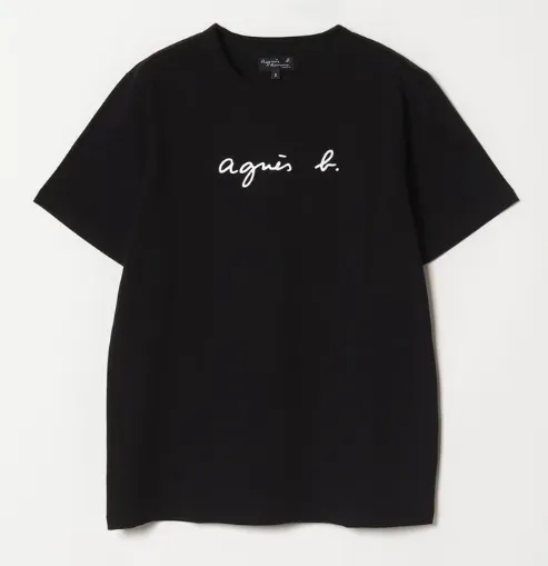 Agnes b  |Crew Neck Pullovers Cotton Short Sleeves Logo T-Shirts