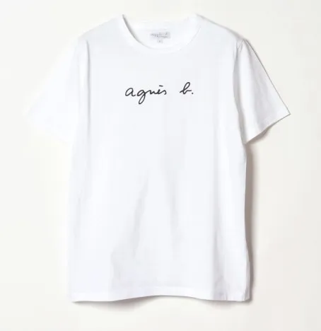 Agnes b  |Crew Neck Pullovers Cotton Short Sleeves Logo T-Shirts