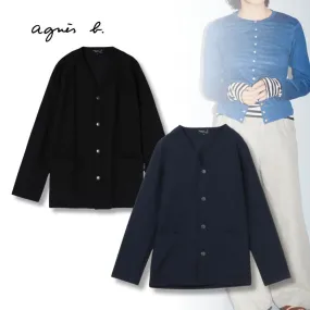 Agnes b  |Unisex Street Style Plain Logo Cardigans