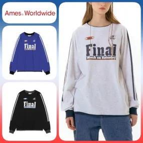 AMES-WORLDWIDE  |Unisex U-Neck Long Sleeves Cotton Long Sleeve T-shirt