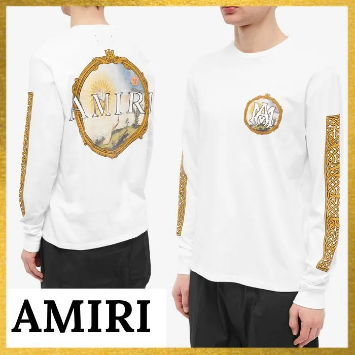 AMIRI  |Street Style Long Sleeves Cotton Long Sleeve T-shirt