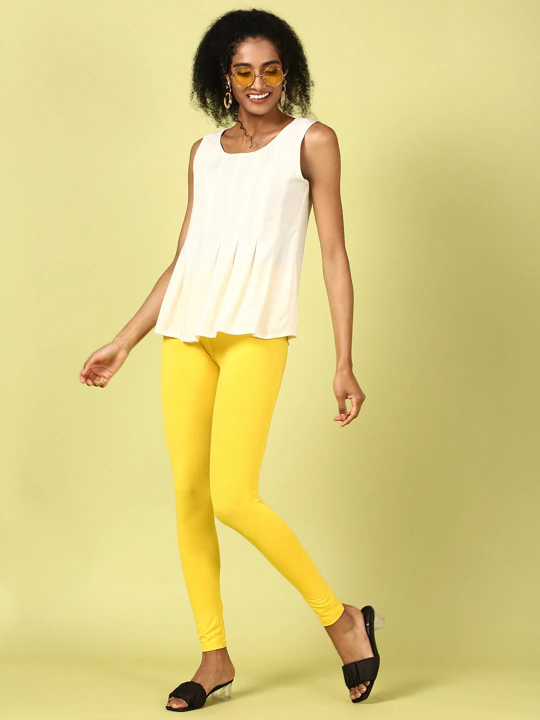 Ankle Length Leggings Viscose-Golden Yellow