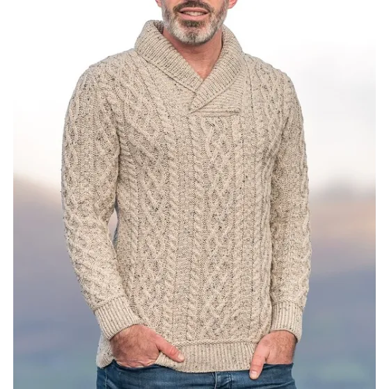 Aran Shawl Collar Cardigan