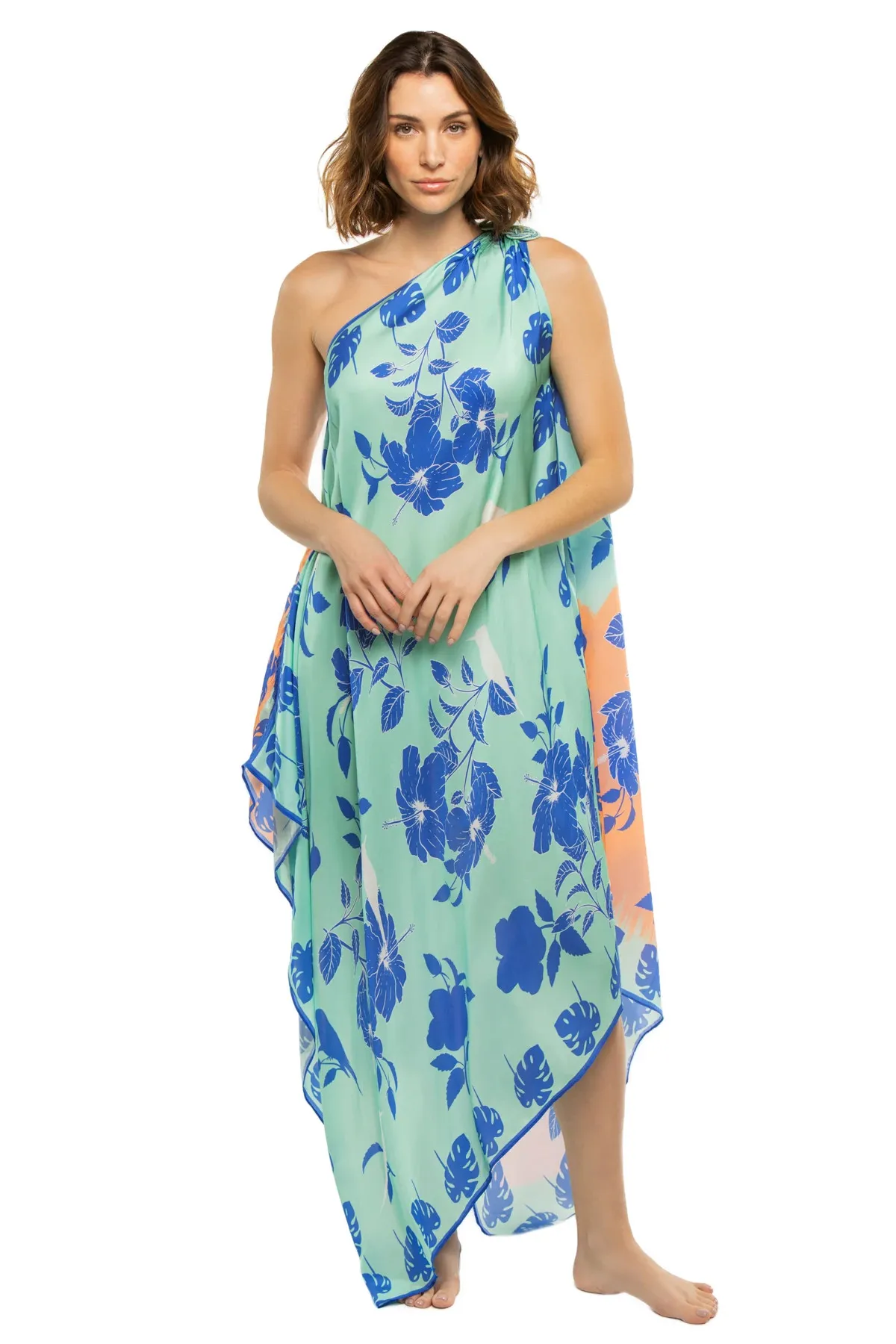 Asymmetrical Multi-Way Scarf Midi Dress