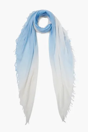 Baby Blue Dip-Dyed Cashmere and Silk Scarf