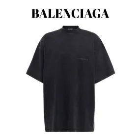 BALENCIAGA  |Crew Neck Pullovers Plain Cotton Short Sleeves Luxury