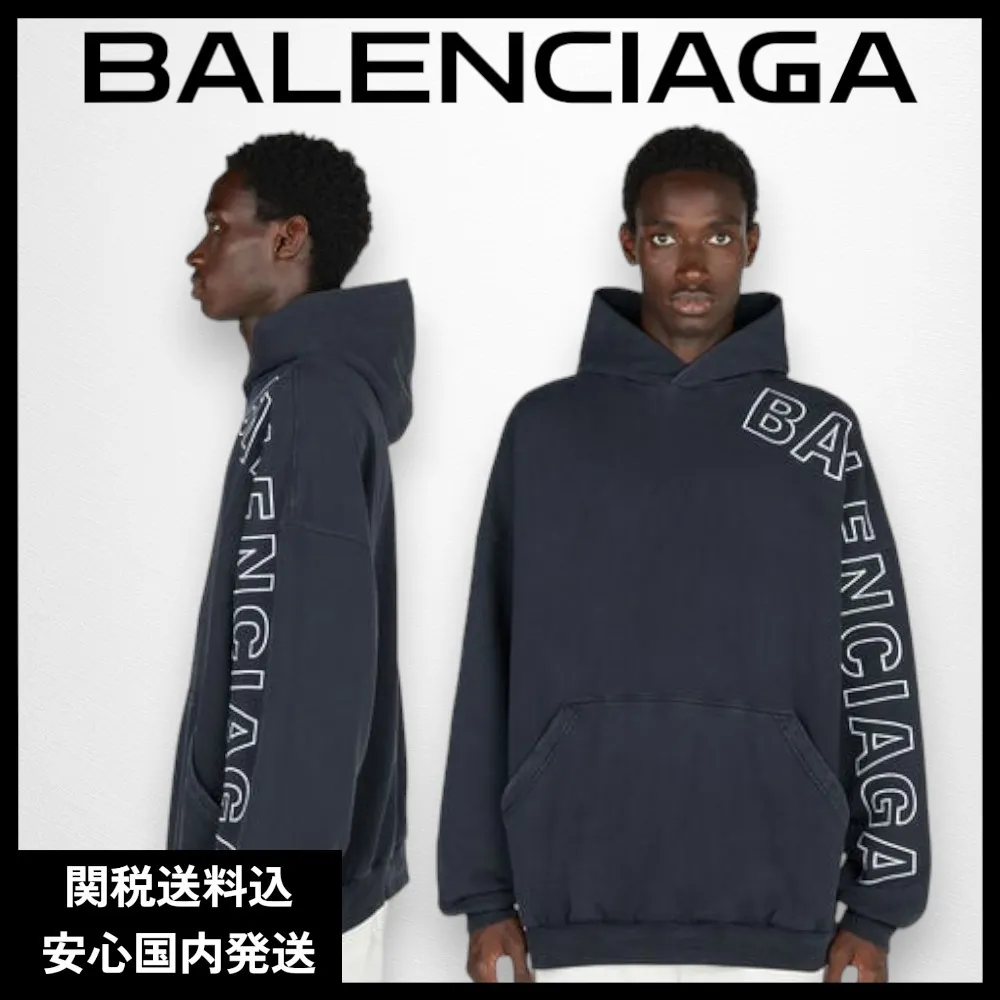 BALENCIAGA  |Street Style Long Sleeves Plain Cotton Logos on the Sleeves