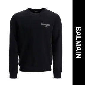 BALMAIN  |Crew Neck Pullovers Long Sleeves Cotton Logo Luxury