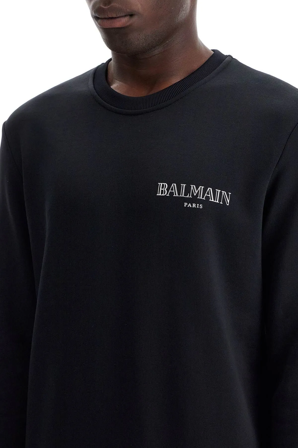 BALMAIN  |Crew Neck Pullovers Long Sleeves Cotton Logo Luxury