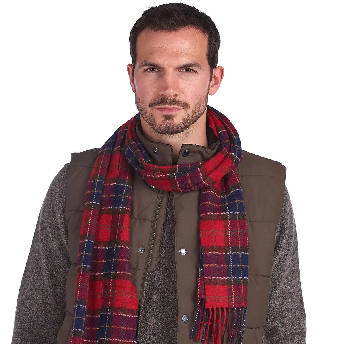 Barbour Lambswool Scarf in Red Tartan