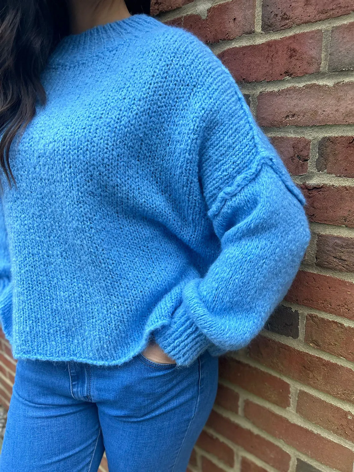 Blue Ribbed Neck Premium Jumper Alex