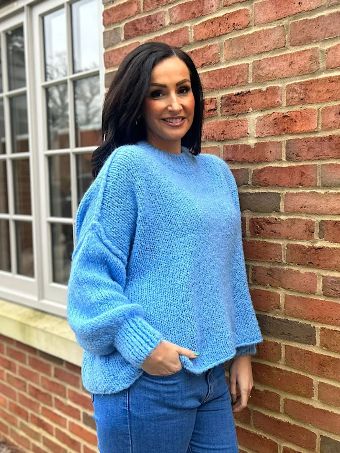 Blue Ribbed Neck Premium Jumper Alex