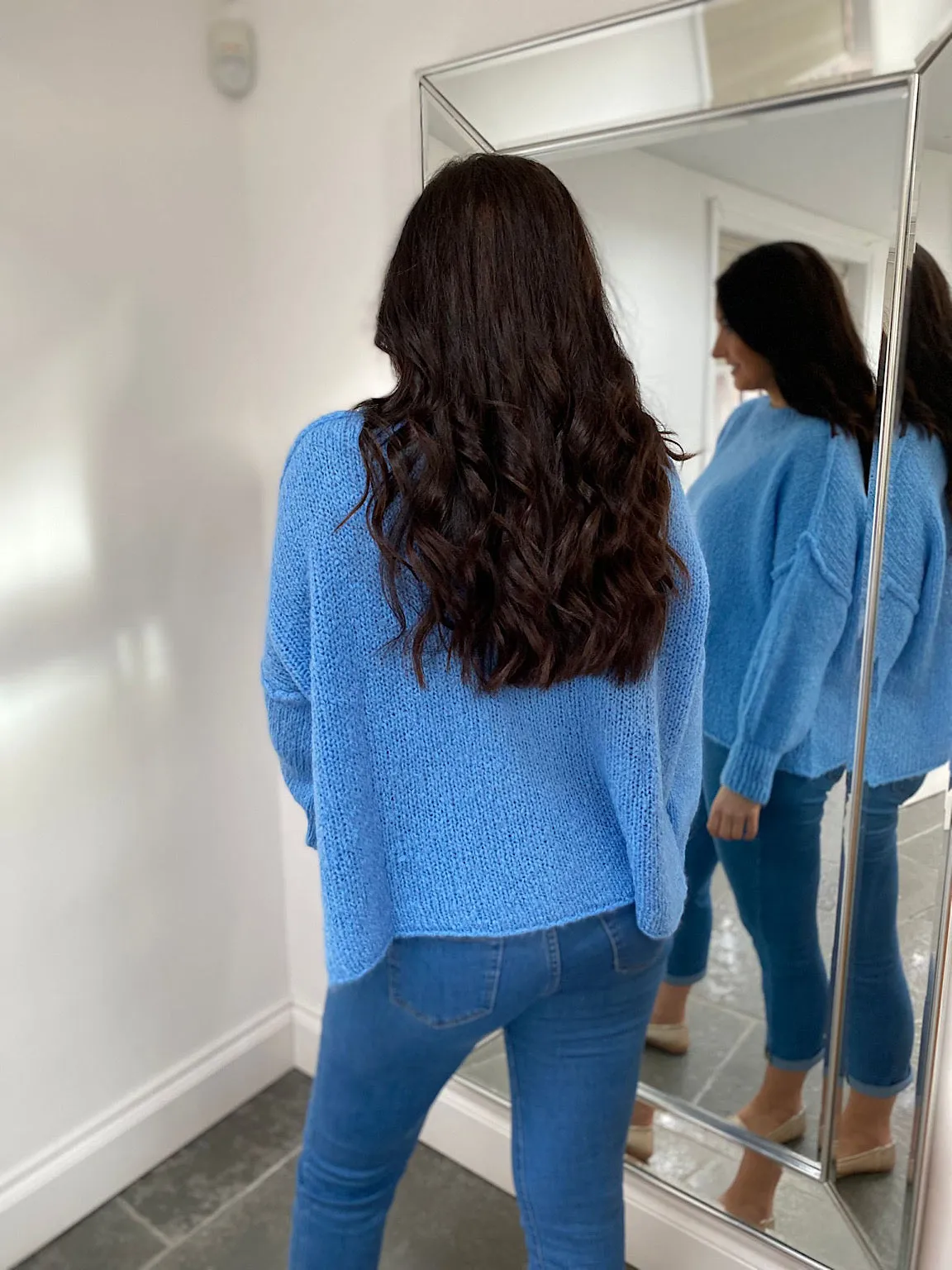 Blue Ribbed Neck Premium Jumper Alex