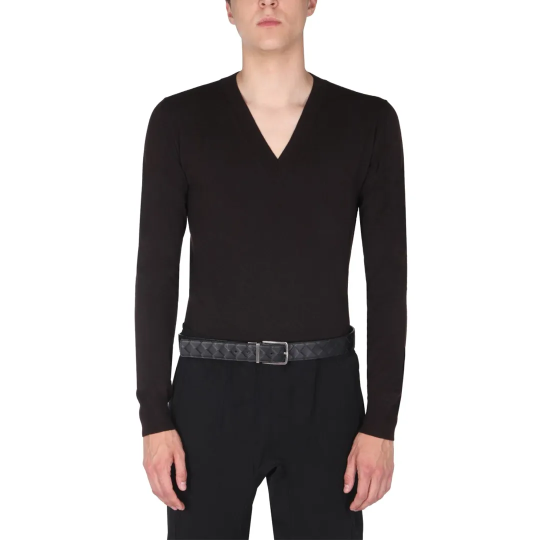 BOTTEGA VENETA  |Pullovers Wool V-Neck Long Sleeves Plain Sweaters