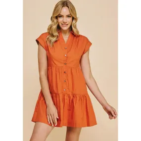 Brielle Button Down Tiered Mini PINCH Dress