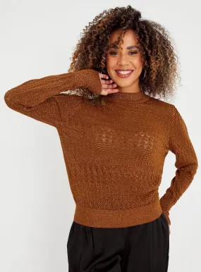 Buy Bronze Pointelle Crew Neck Jumper  24 | Jumpers | Tu