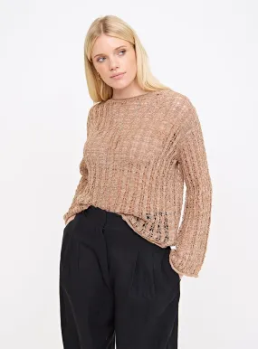 Buy Tan Pointelle Metallic Open Knit Jumper 22 | Jumpers | Tu