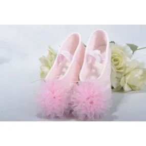 Canvas Soft Sole Ballet Dance Shoes with Flower Decoration for Girls