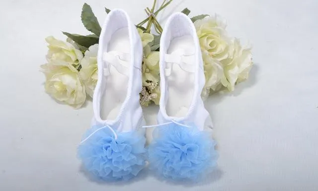 Canvas Soft Sole Ballet Dance Shoes with Flower Decoration for Girls