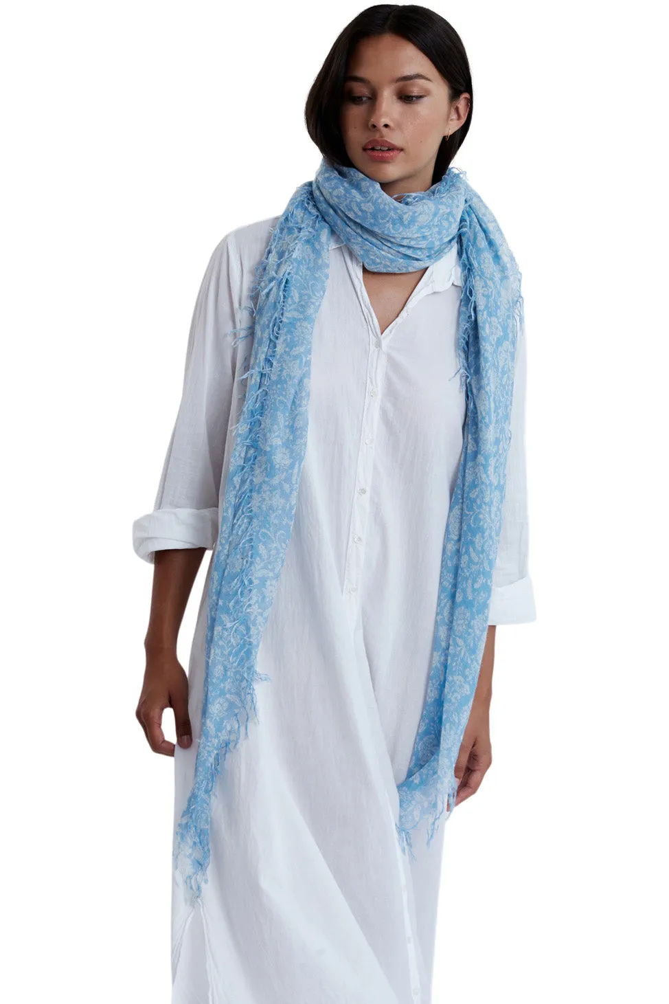 Chan Luu Floral Cashmere and Silk Scarf