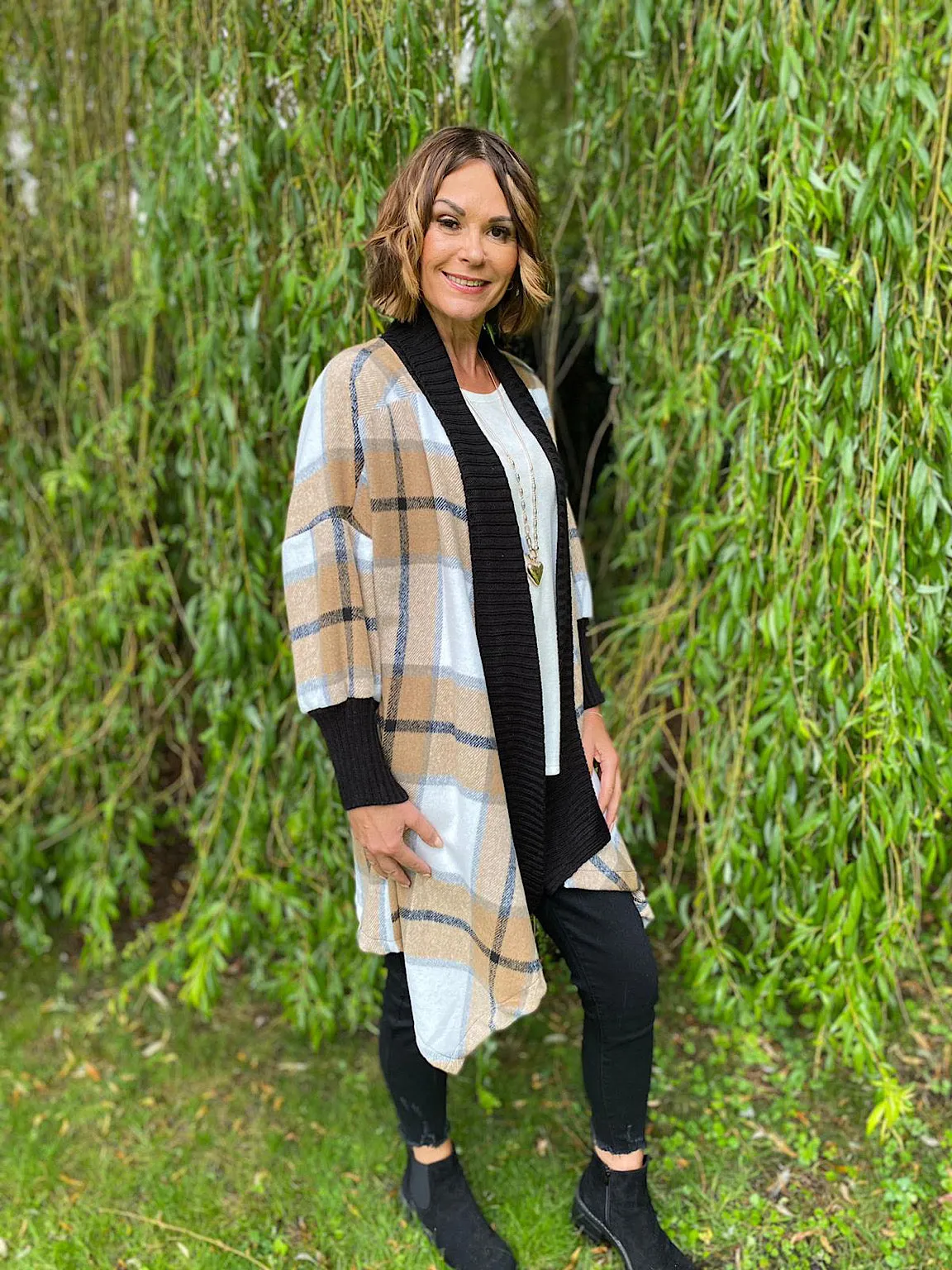 Checked Waterfall Cardigan Connie