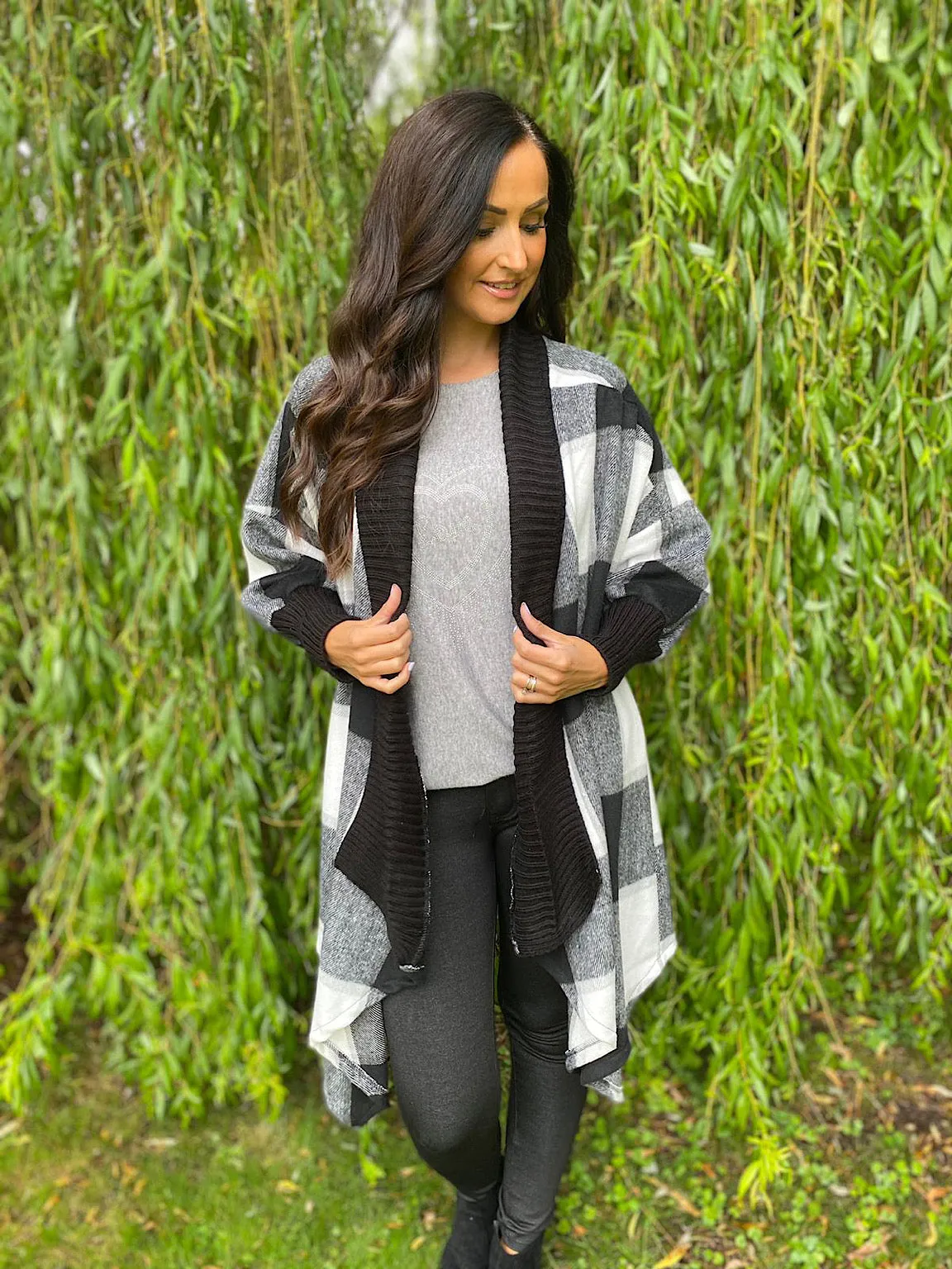 Checked Waterfall Cardigan Connie