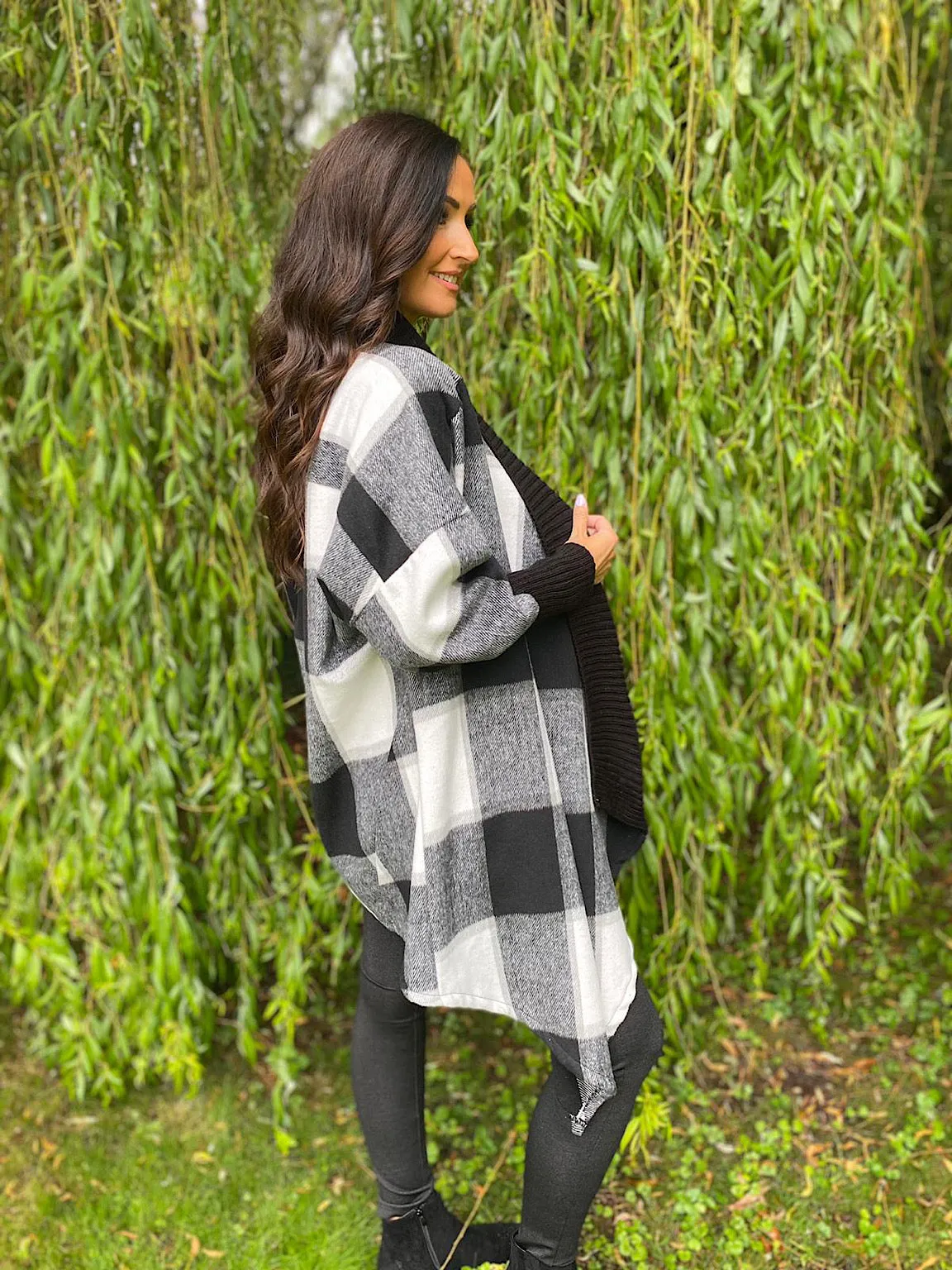 Checked Waterfall Cardigan Connie