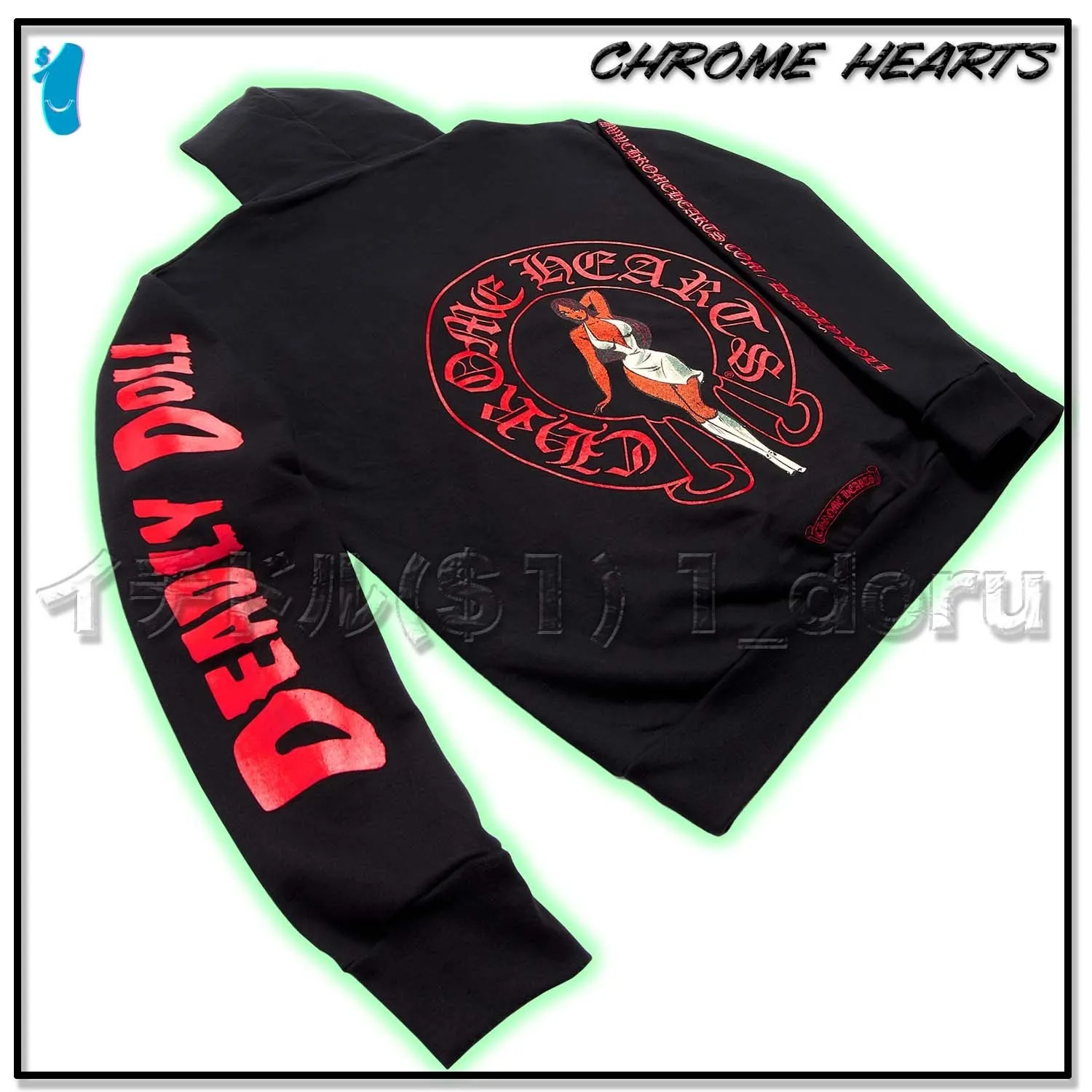 CHROME HEARTS  |Unisex Street Style Logos on the Sleeves Logo Hoodies