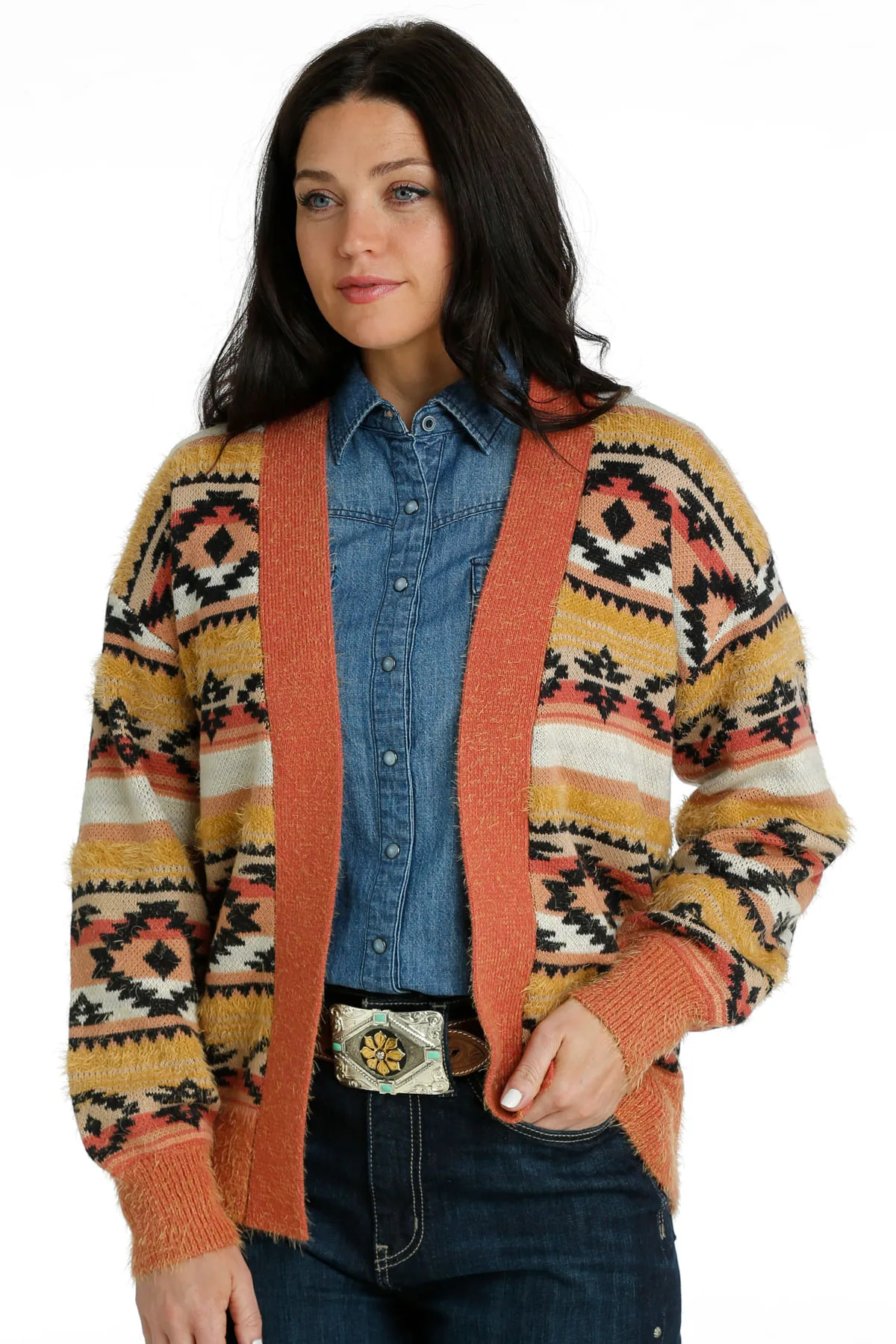 Cinch Womens Yellow Cardigan