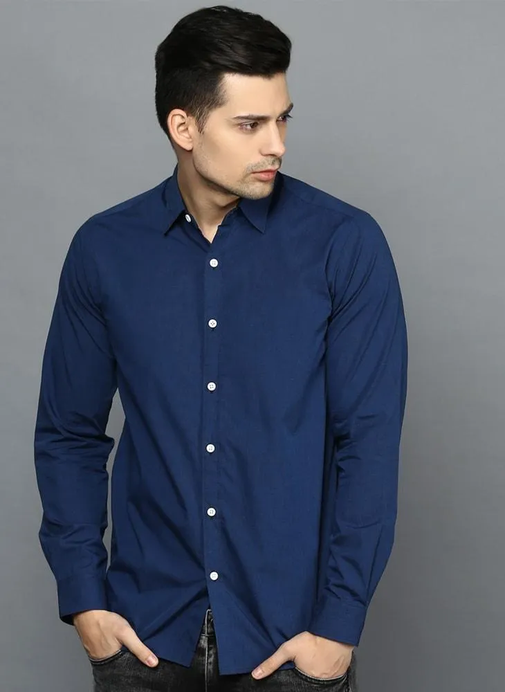 Cobalt Blue Button Down Regular Fit Shirt