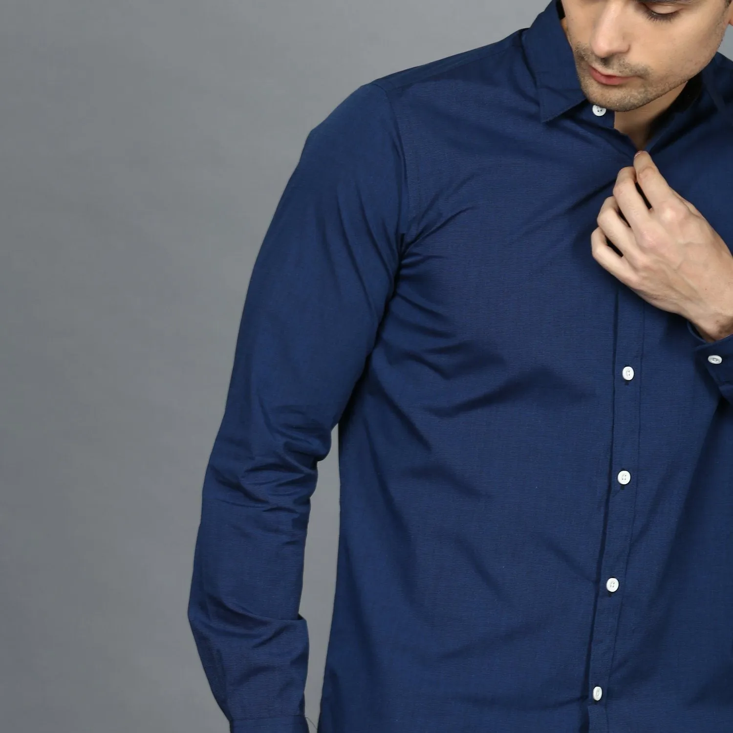 Cobalt Blue Button Down Regular Fit Shirt