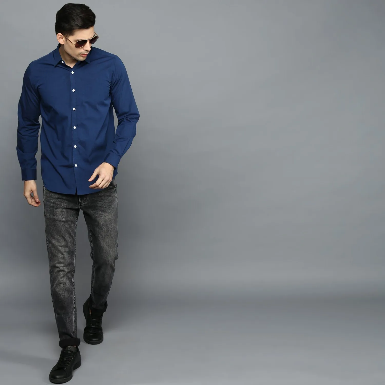 Cobalt Blue Button Down Regular Fit Shirt