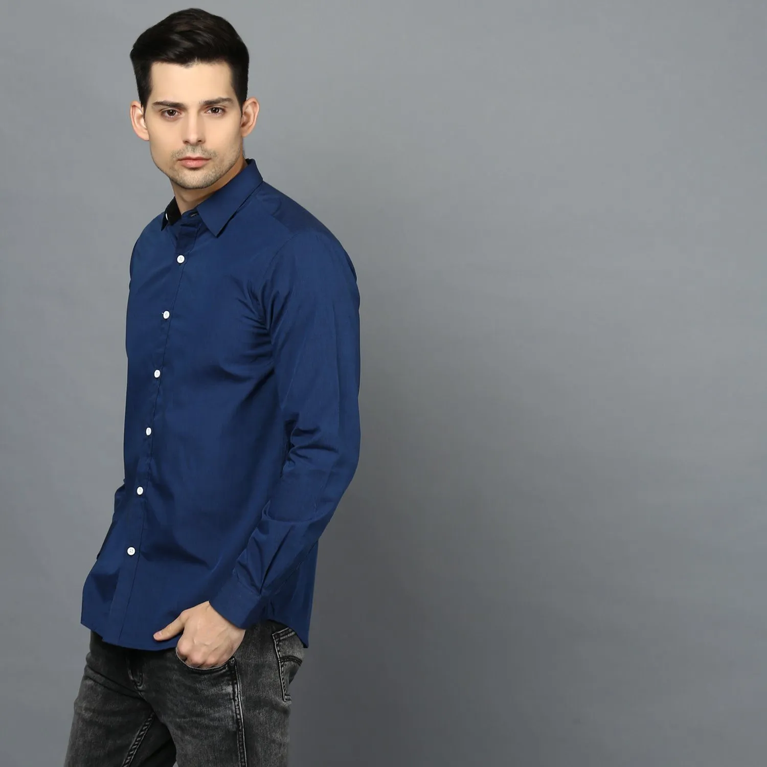 Cobalt Blue Button Down Regular Fit Shirt