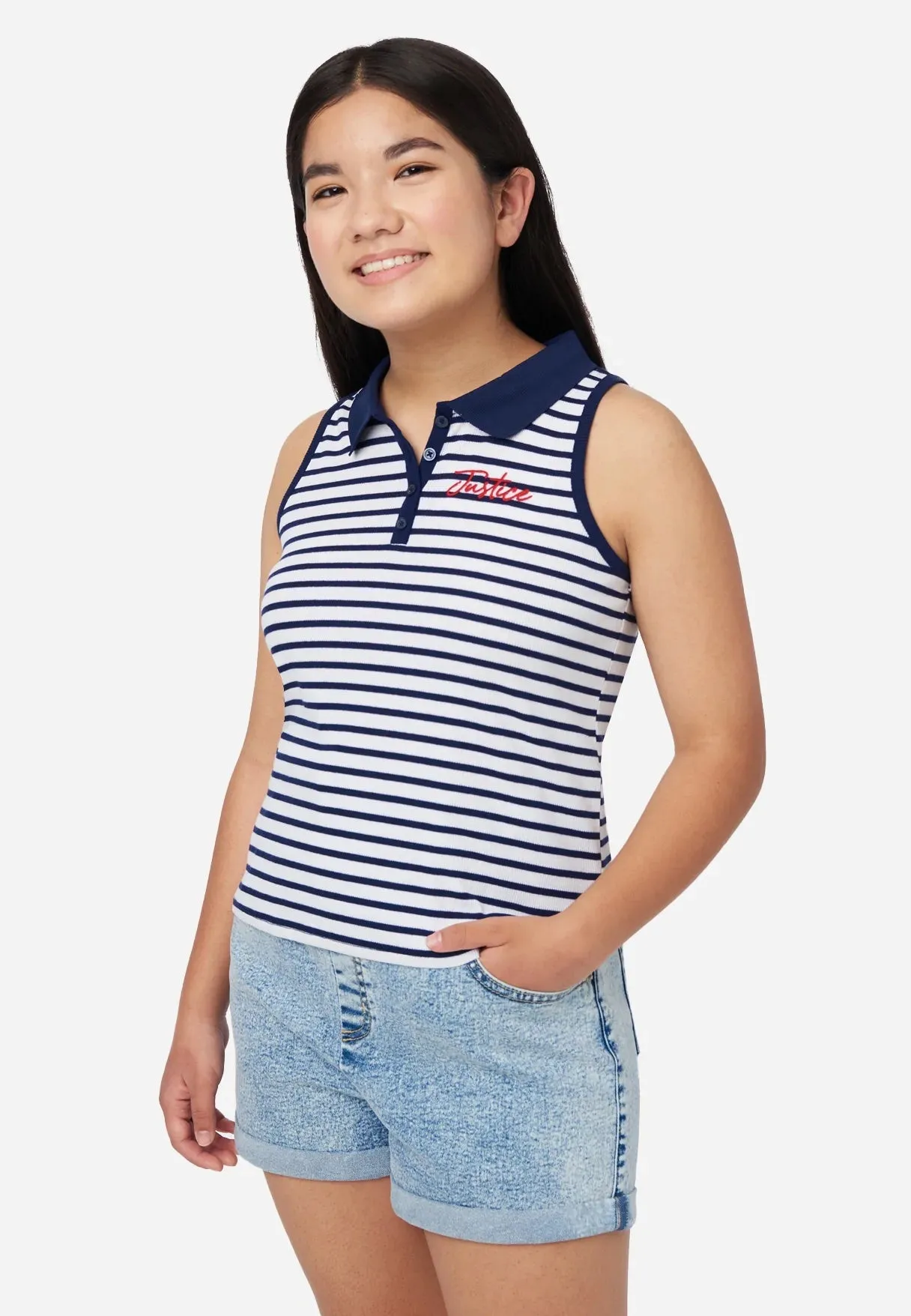 Collared Stripe Tank