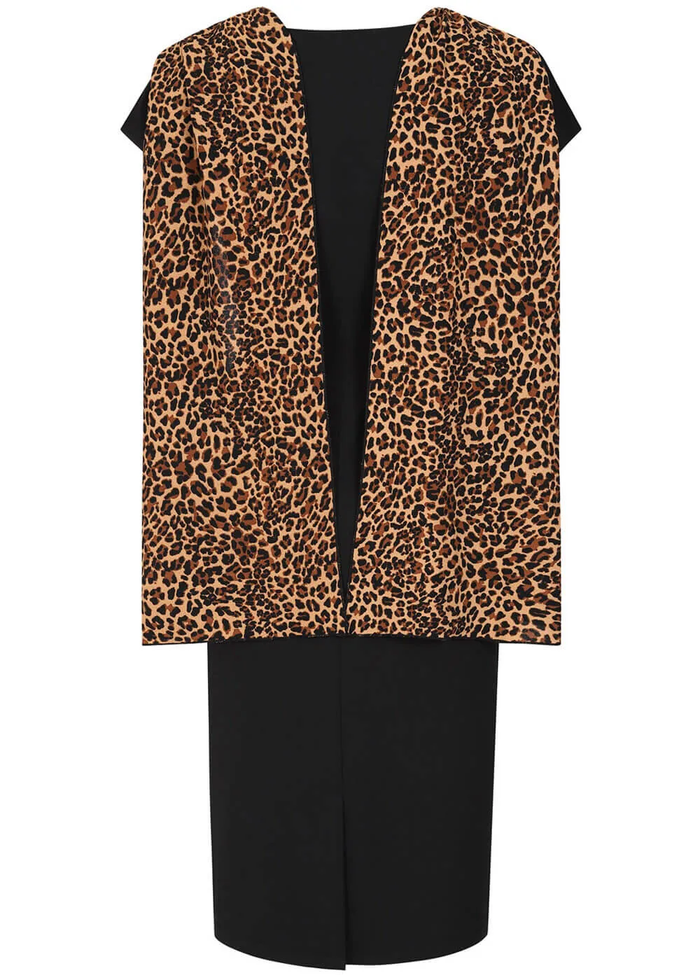 Collectif Lorelei Leopard 50's Pencil Dress Black