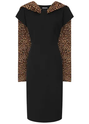 Collectif Lorelei Leopard 50's Pencil Dress Black