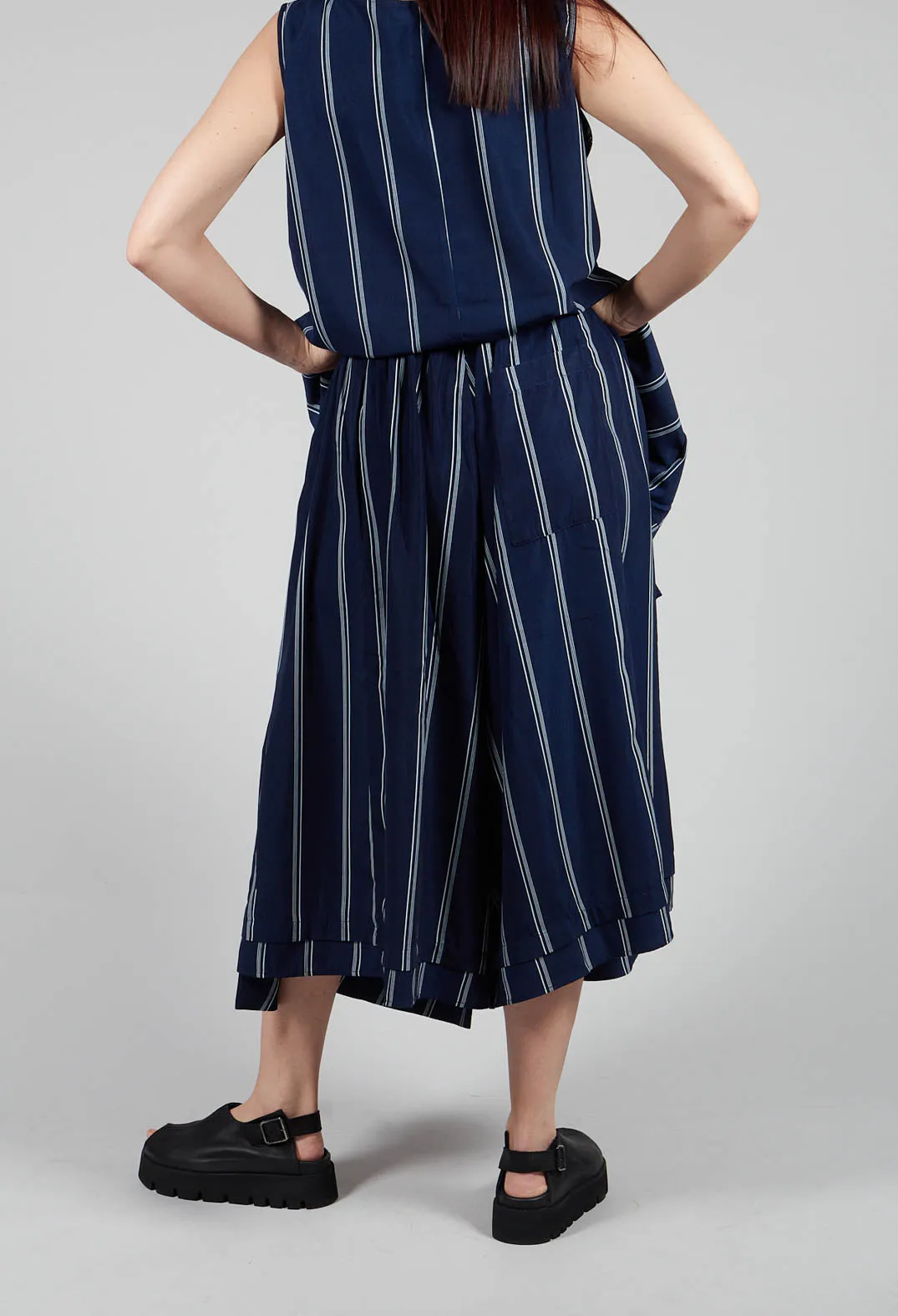 Contrasting Stripe Trousers in Navy