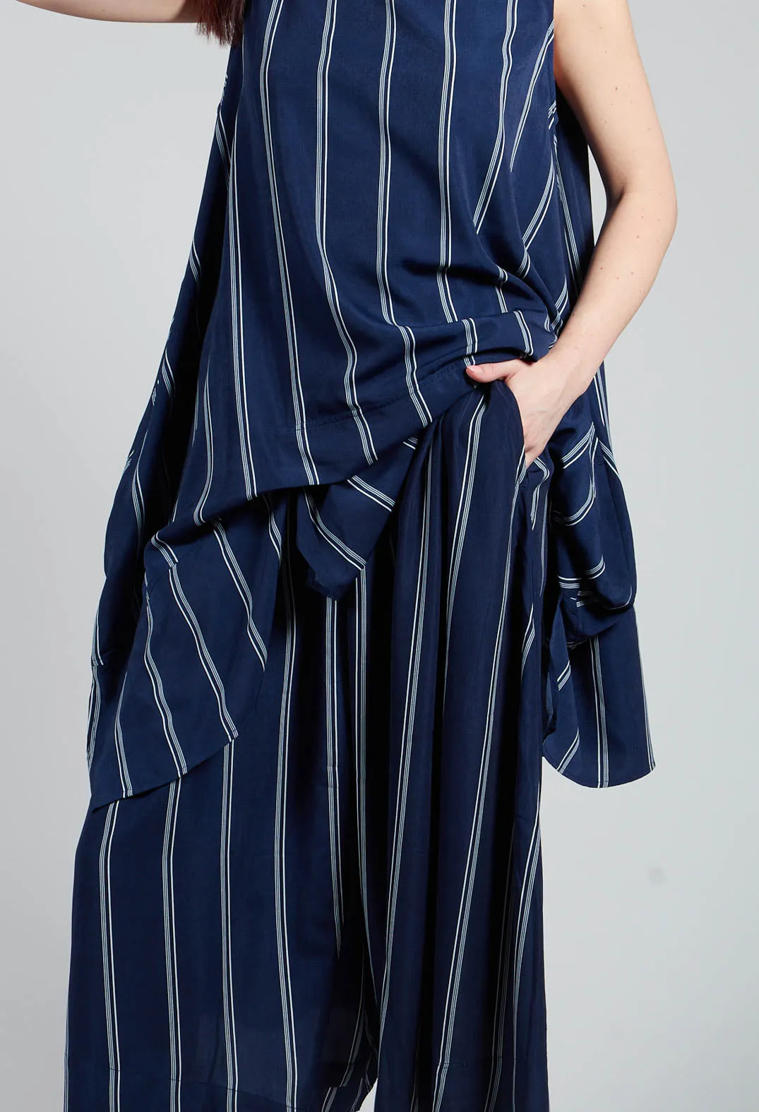 Contrasting Stripe Trousers in Navy