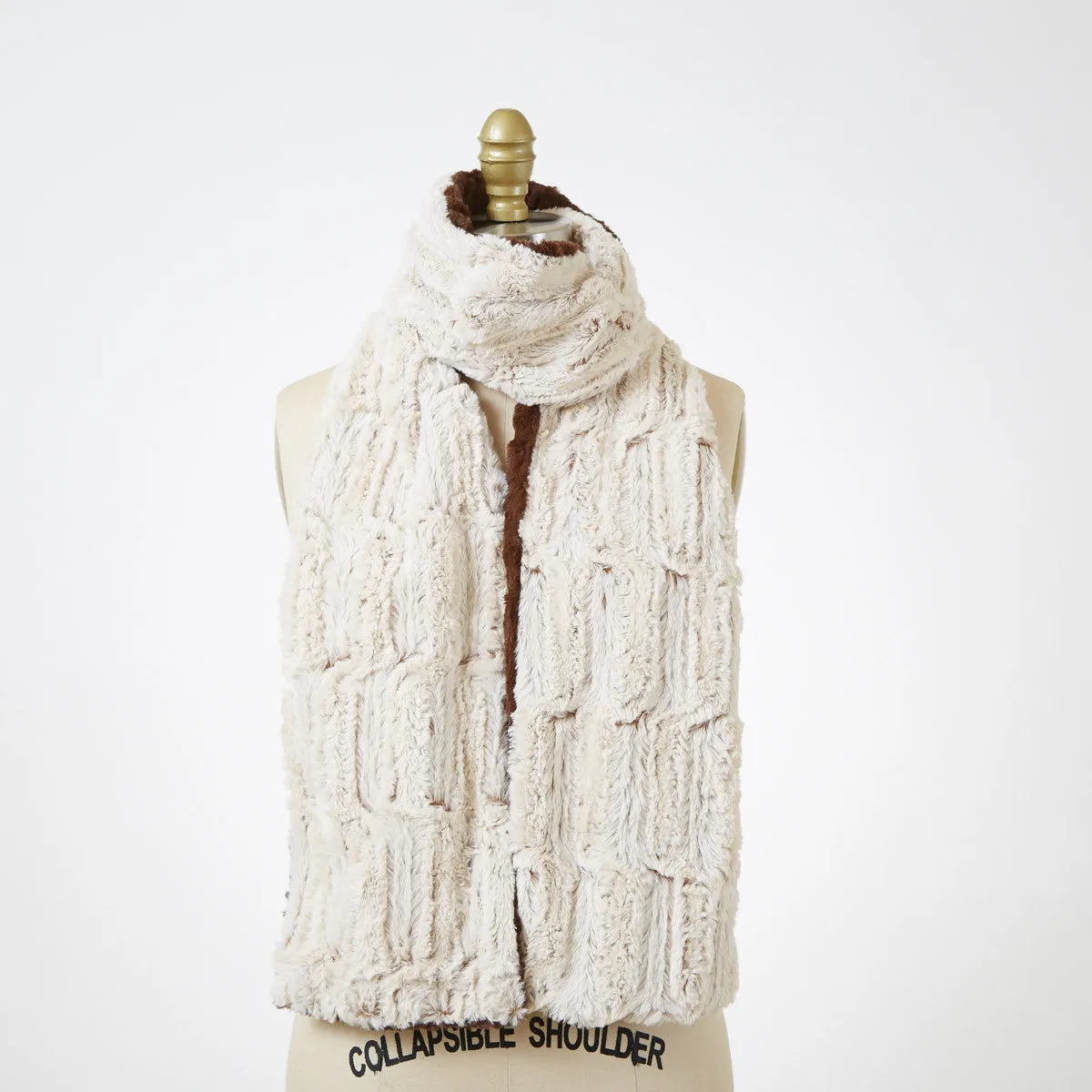 Cuddly In Chocolate With Porcelain Faux Fur Scarf