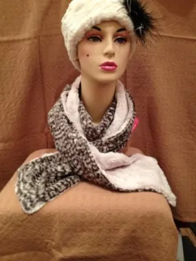 Cuddly Sand with Cobblestone Luxury Faux Fur Scarf