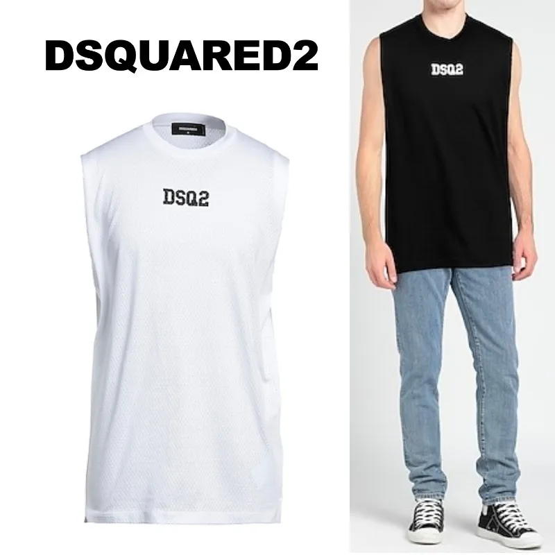 D SQUARED2  |Crew Neck Pullovers Sleeveless Cotton Logo Luxury