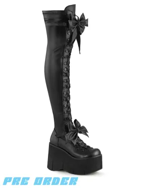 DEMONIA KERA 303 PLATFORM BOOTS - BLACK VEGAN LEATHER  PRE ORDER 