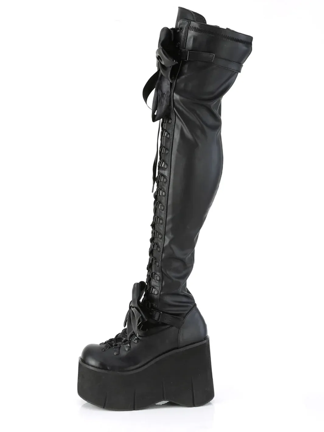 DEMONIA KERA 303 PLATFORM BOOTS - BLACK VEGAN LEATHER  PRE ORDER 