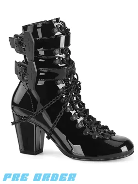 DEMONIA VIVIKA-128 - BLACK PATENT  PRE ORDER 