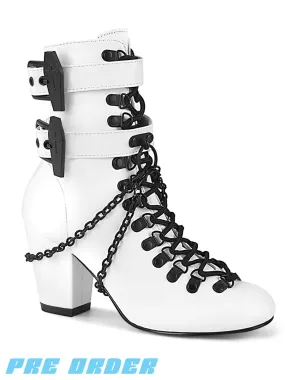 DEMONIA VIVIKA-128 - WHITE VEGAN LEATHER  PRE ORDER 