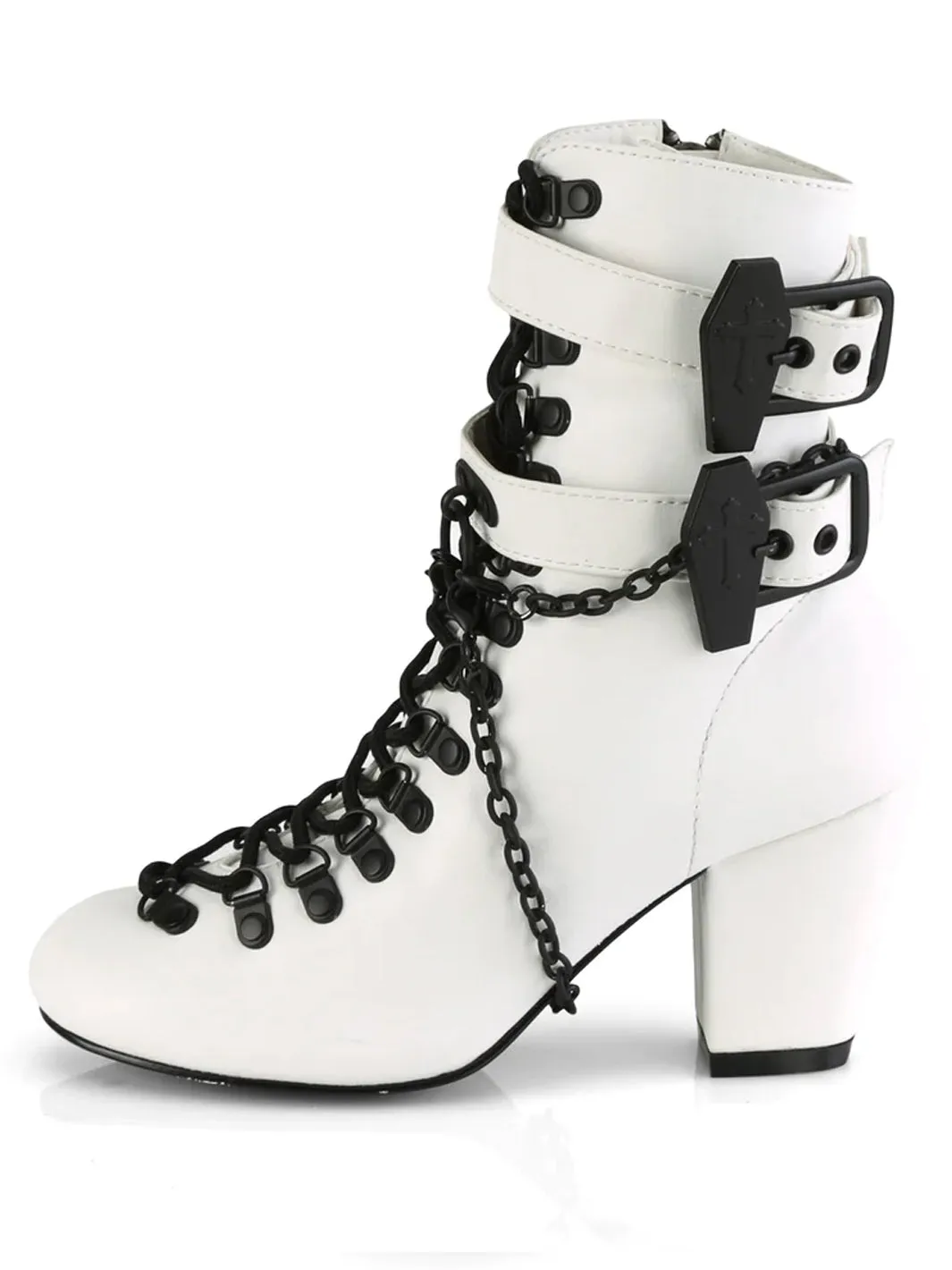 DEMONIA VIVIKA-128 - WHITE VEGAN LEATHER  PRE ORDER 